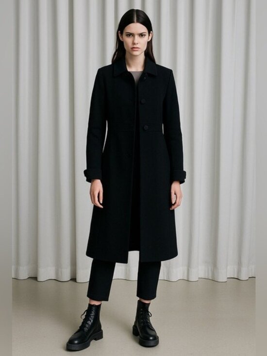 J.Crew Women’s Black Wool Trench Coat Size 10 Elegant Timeless Outerwear - Picture 1 of 14